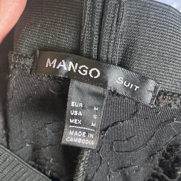 MANGO suit black velvet sequin pants elastic waist M - Picture 10 of 10